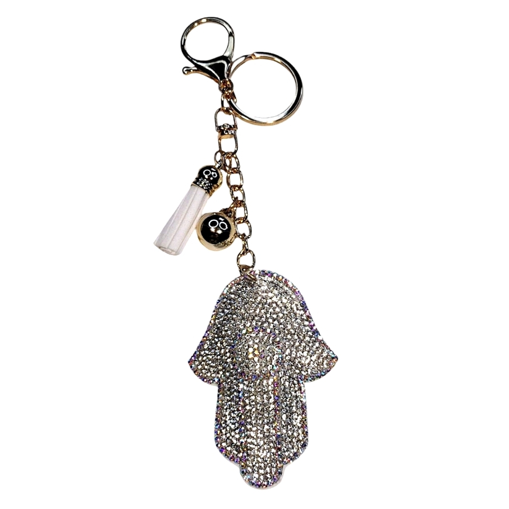 Crystal Fatima Hamsa Keychain NWT